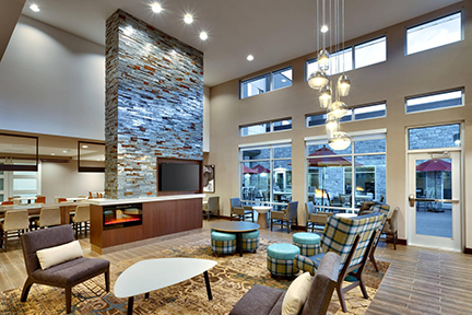 Interior photo of Residence Inn Grand Rapids Downtown during the evening. Copyright: Marriott International