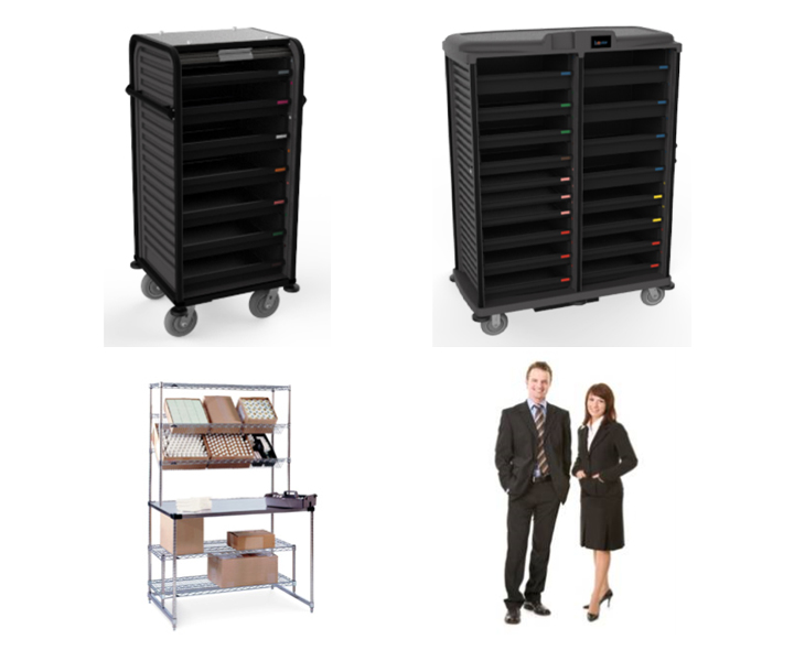 ProHost® Nexus Boutique Solution, including 20S Supplier Cart, 56R Reserve Cart, Centralized Amenities, and Equipment Programming by Hostar International. Also including the 40S Supplier Cart for turndown service.