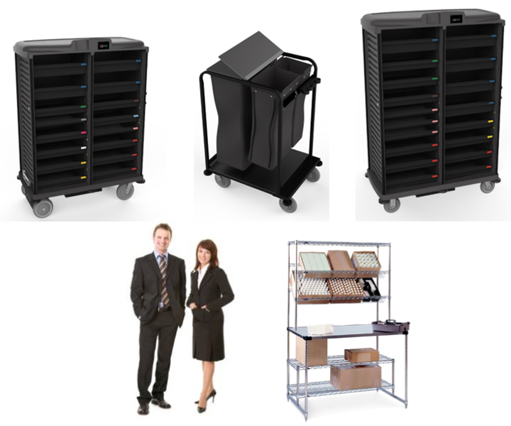 Powered Nexus Mega Solution, including P50S Supplier Cart, C2 Collector, 56R Reserve Cart, Centralized Amenities and Equipment Programming by Hostar International.